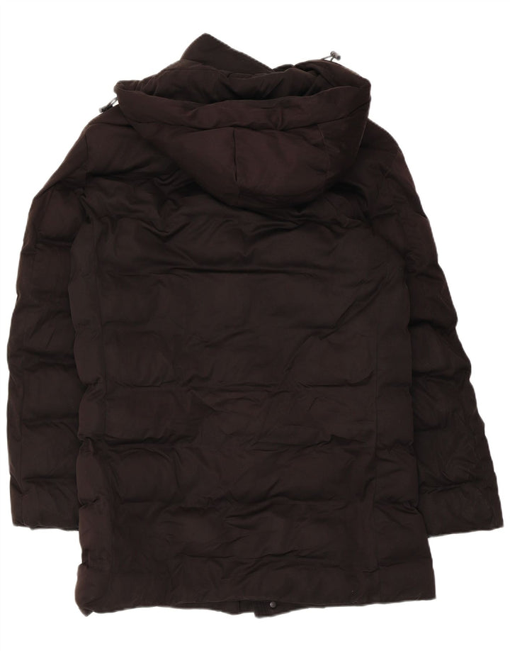 Zara Mens Hooded Padded Jacket UK 36 Small Black Polyester