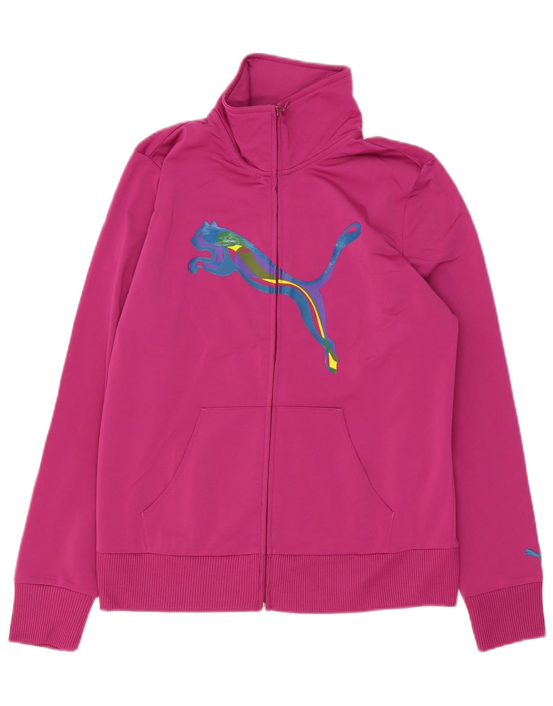 Puma Womens Graphic Tracksuit Top Jacket UK 16 Large Pink Polyester