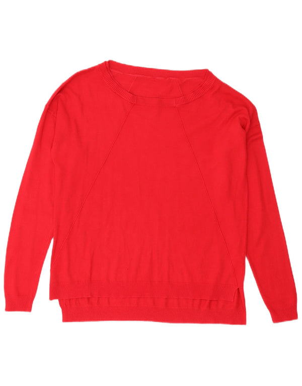 Vintage Womens Oversized Boat Neck Jumper Sweater UK 10 Small Red