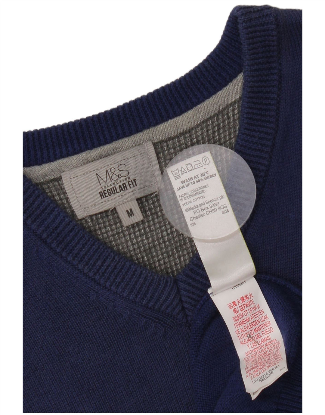 Marks & Spencer Mens Regular Fit Vest Tank Top Medium Blue Cotton