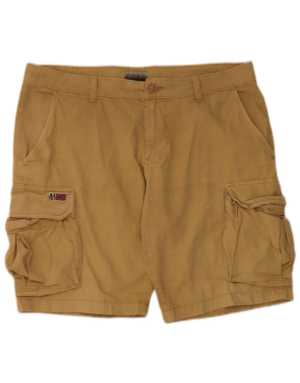 Napapijri Mens Cargo Shorts W34 Large Beige Cotton