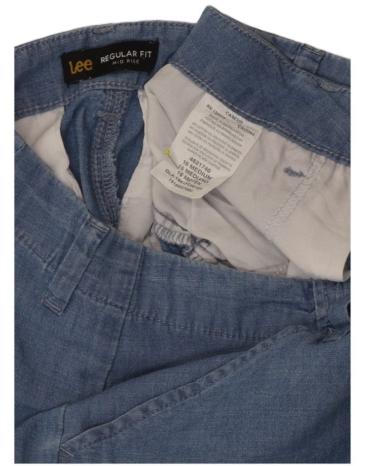LEE Womens Regular Fit Mid Rise Casual Shorts US 16 2XL W36 Blue Cotton