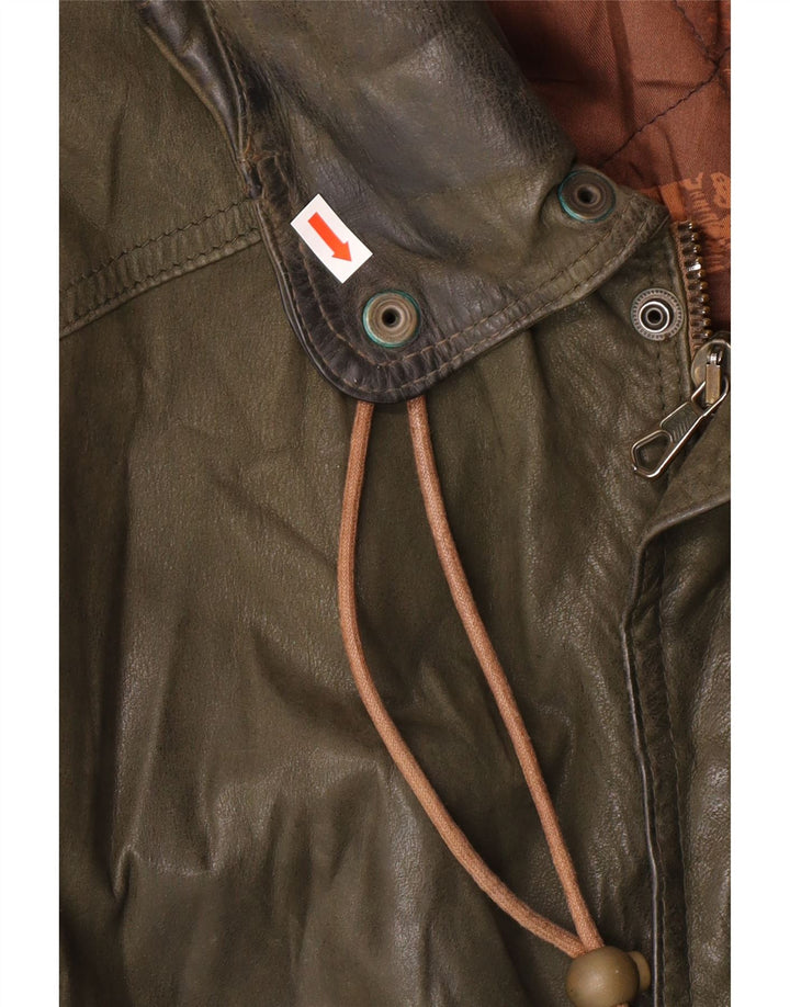 Vintage Mens Leather Jacket IT 52 XL Khaki Leather