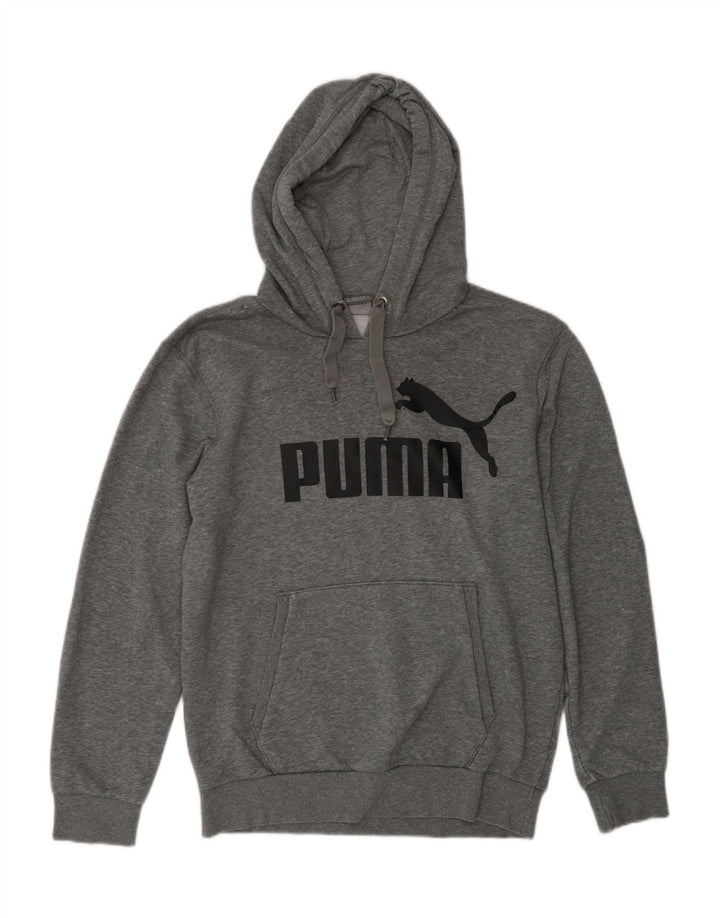 PUMA Mens Graphic Hoodie Jumper Small Grey Flecked Polyester