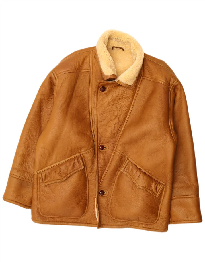 Vintage Mens Shearling Jacket UK 36 Small Beige