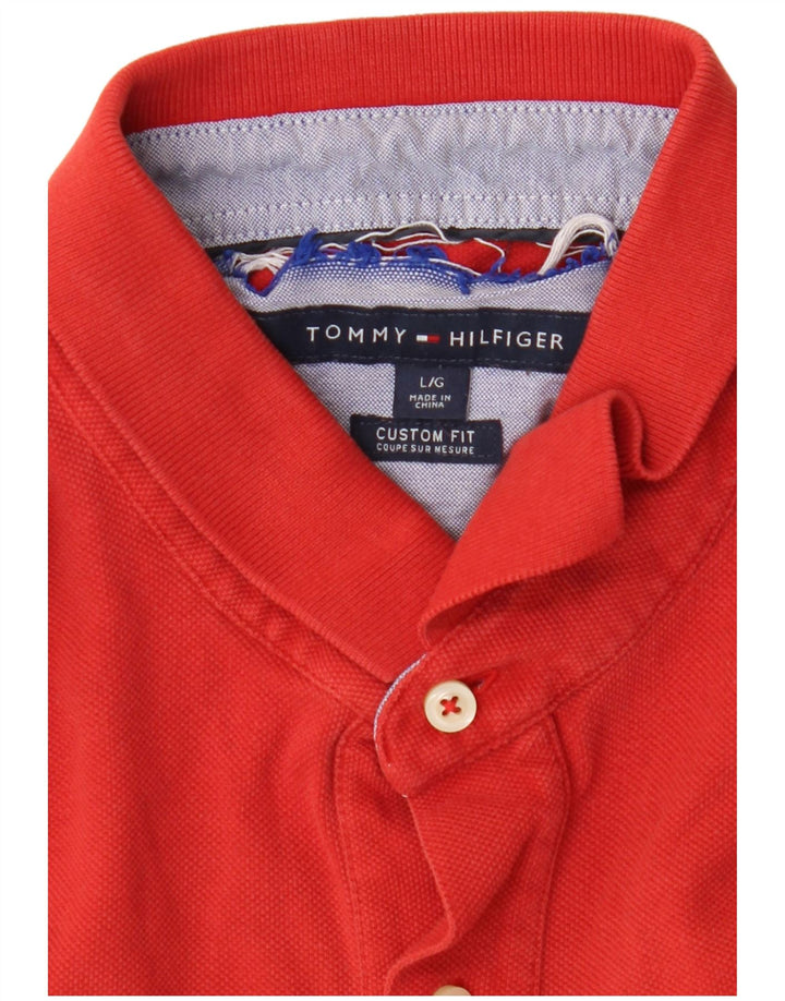 TOMMY HILFIGER Mens Custom Fit Polo Shirt Large Red