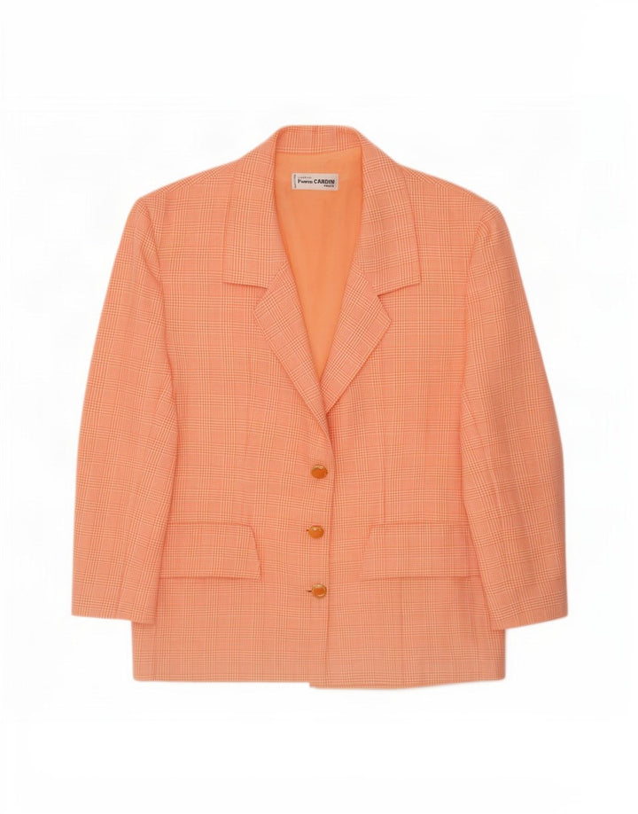 Pierre Cardin Womens 3 Button Blazer Jacket UK 14 Large Pink Houndstooth