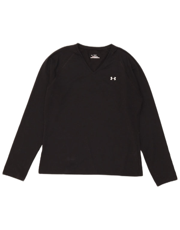 Under Armour Womens Top Long Sleeve UK 12 Medium Black Polyester