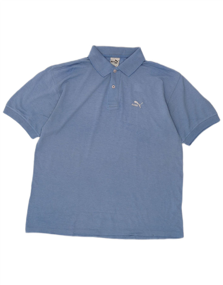 PUMA Mens Polo Shirt Medium Blue Cotton