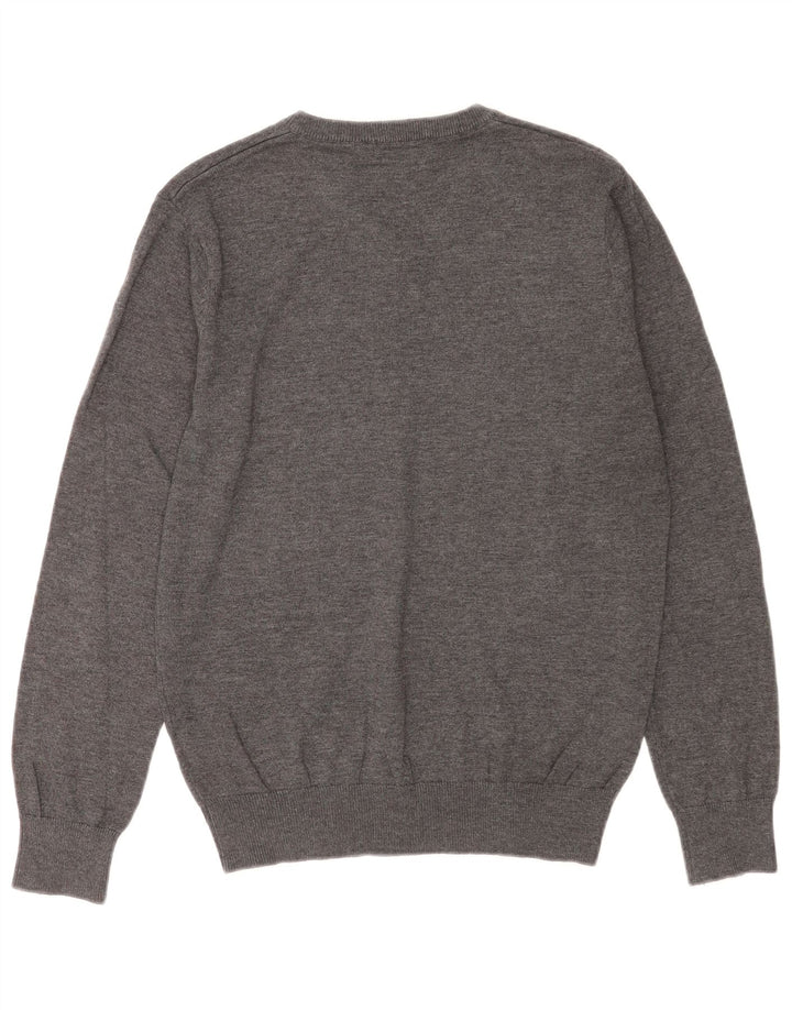 Calvin Klein Mens V-Neck Jumper Sweater Medium Grey Flecked Cotton