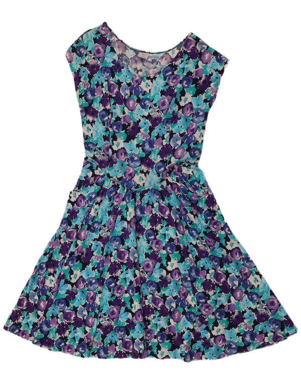 Vintage Womens Sleeveless A-Line Dress UK 12 Medium Multicoloured Floral