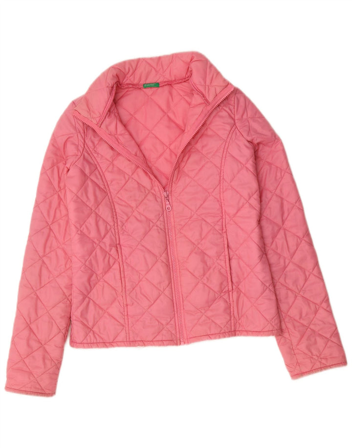 BENETTON Womens Quilted Jacket UK 8 Small Pink