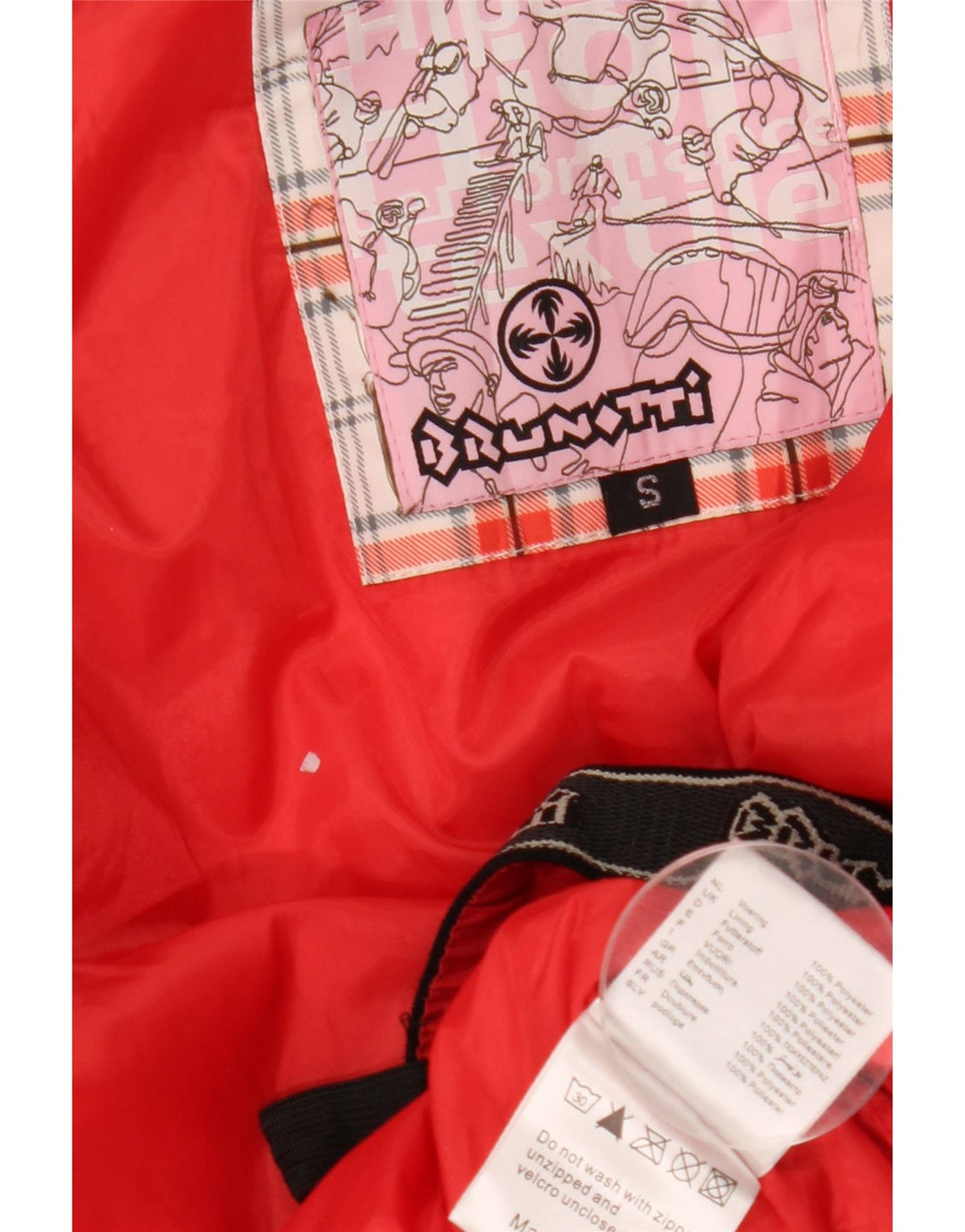 BRUNOTTI Womens Oversized Graphic Windbreaker Jacket UK 10 Small Red Check