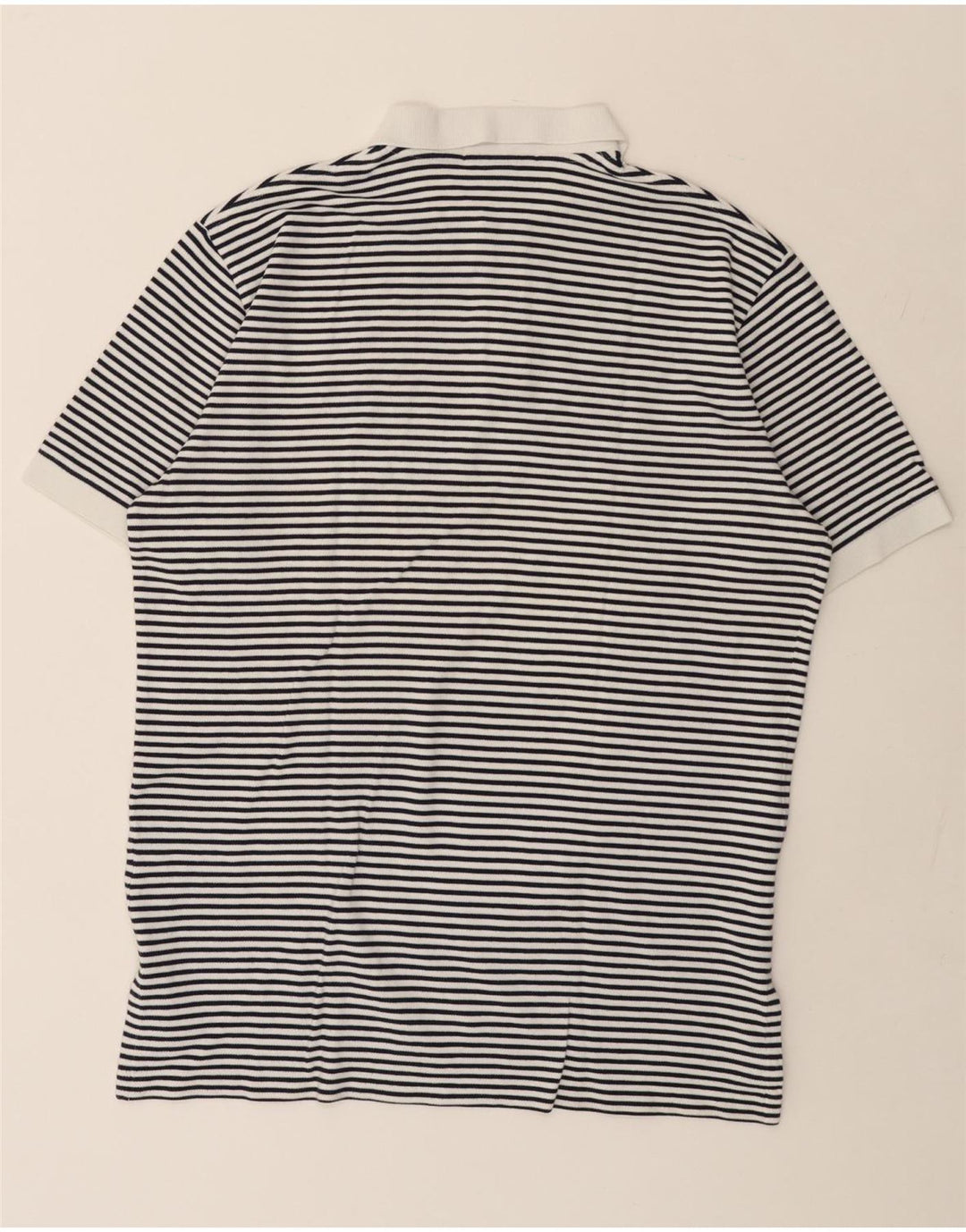 POLO RALPH LAUREN Mens Polo Shirt Large White Pinstripe Cotton