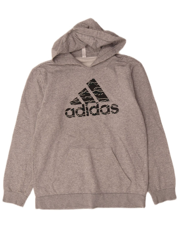 Adidas Mens Graphic Hoodie Jumper Medium Grey Cotton