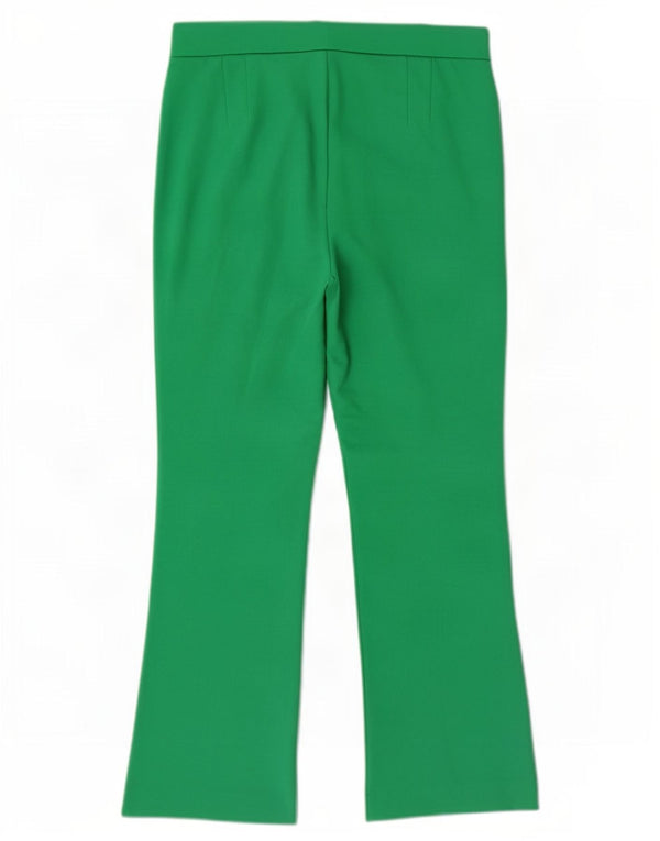 Zara Womens Bootcut Cropped Trousers Medium W28 L25 Green Cotton