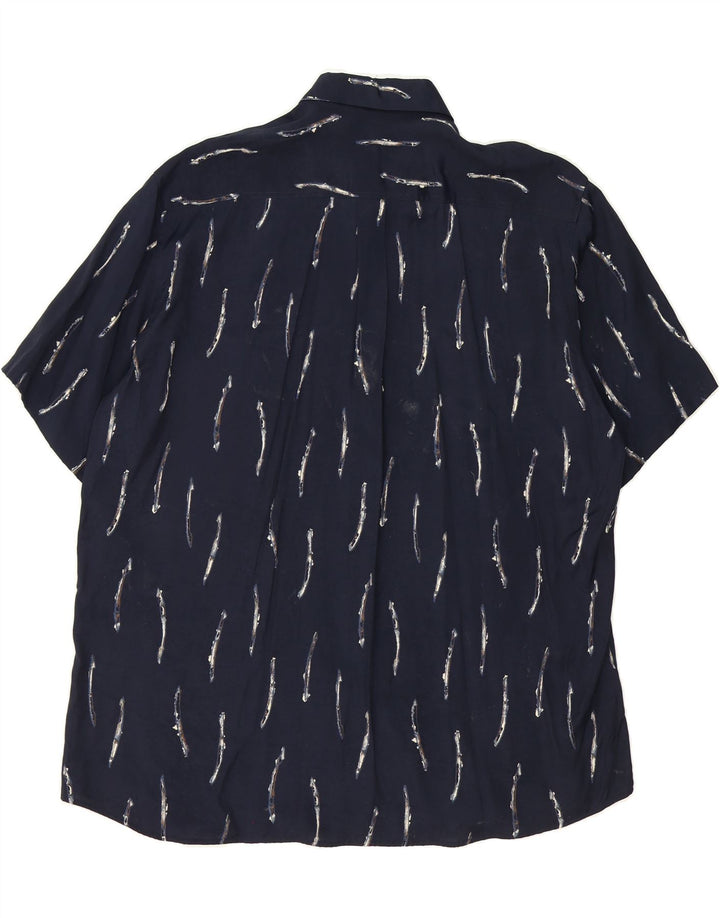 TILMAS Mens Abstract Pattern Short Sleeve Shirt 2XL Navy Blue Vintage Tilmas and Second-Hand Tilmas from Messina Hembry 