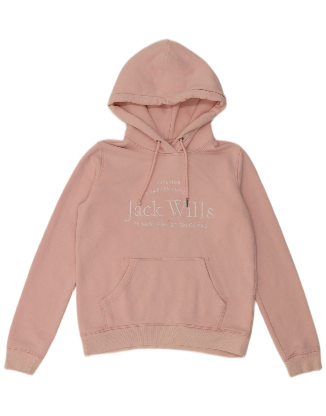 JACK WILLS Womens Graphic Hoodie Jumper UK 8 Small Pink Cotton