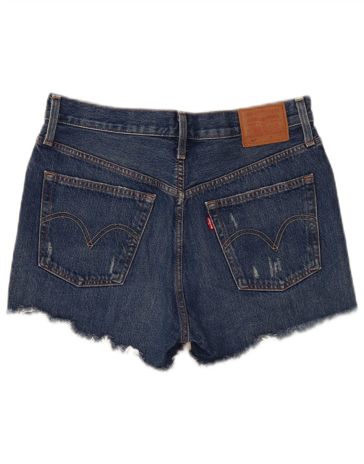 Levi's Womens 501 Distressed Denim Shorts W27 Small Navy Blue Cotton