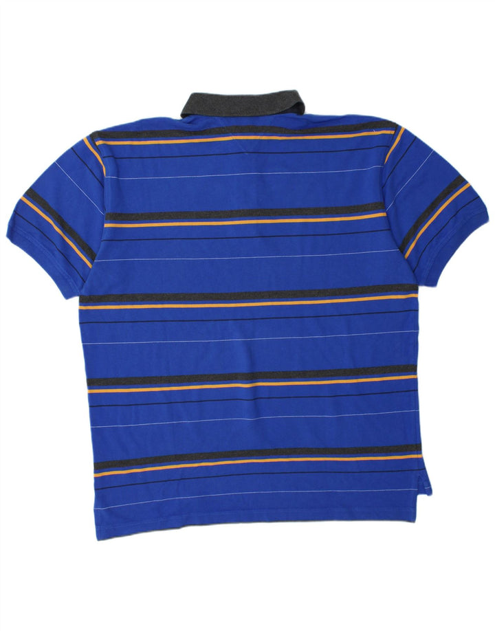 LOTTO Mens Polo Shirt UK 42/44 XL Blue Striped Cotton