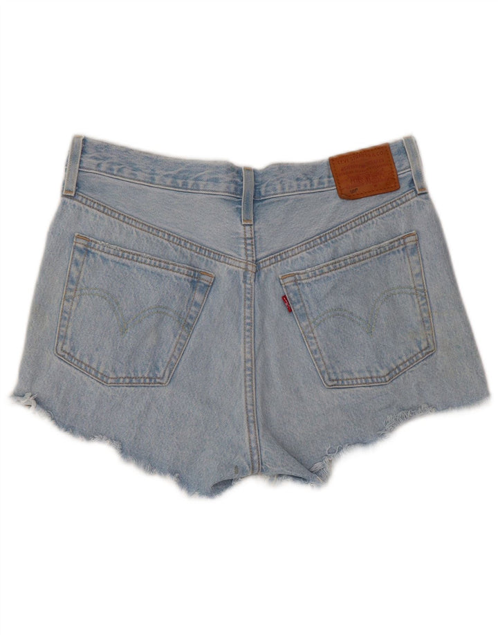 LEVI'S Womens 501 Distressed Denim Shorts W28 Medium Blue Cotton