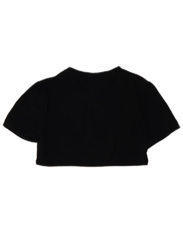 LAURA BIAGIOTTI Girls Crop Graphic T-Shirt Top 4-5 Years Black Cotton