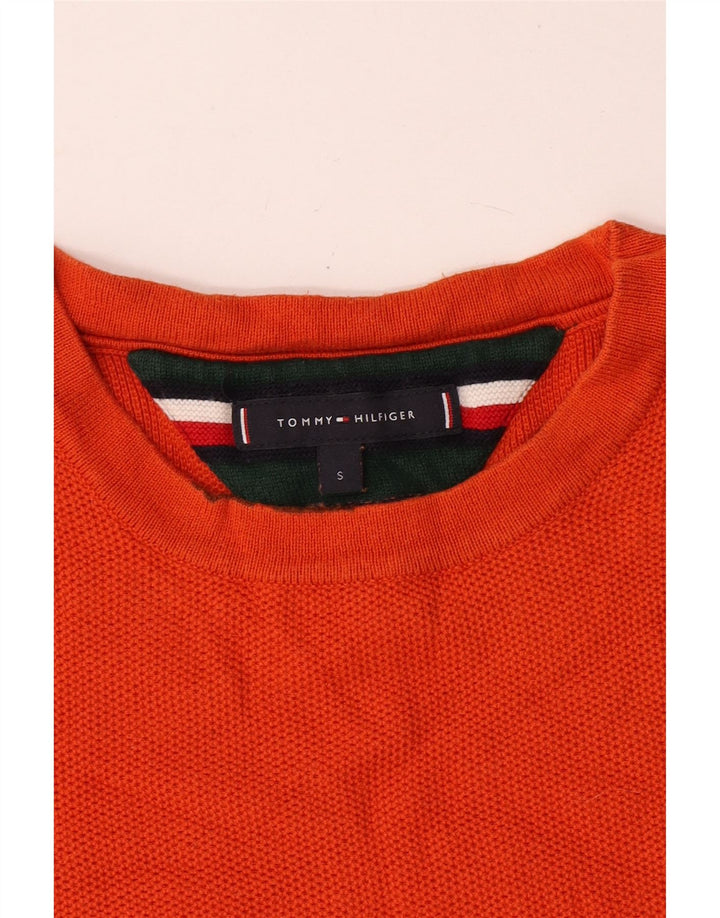 Tommy Hilfiger Mens Crew Neck Jumper Sweater Small Orange