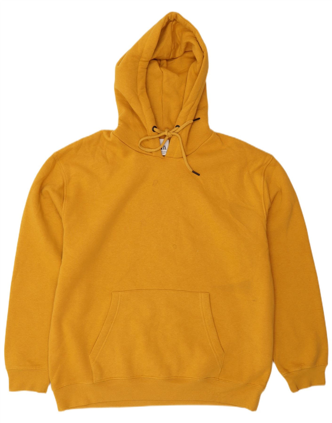 Zara Mens Hoodie Jumper XL Yellow Cotton