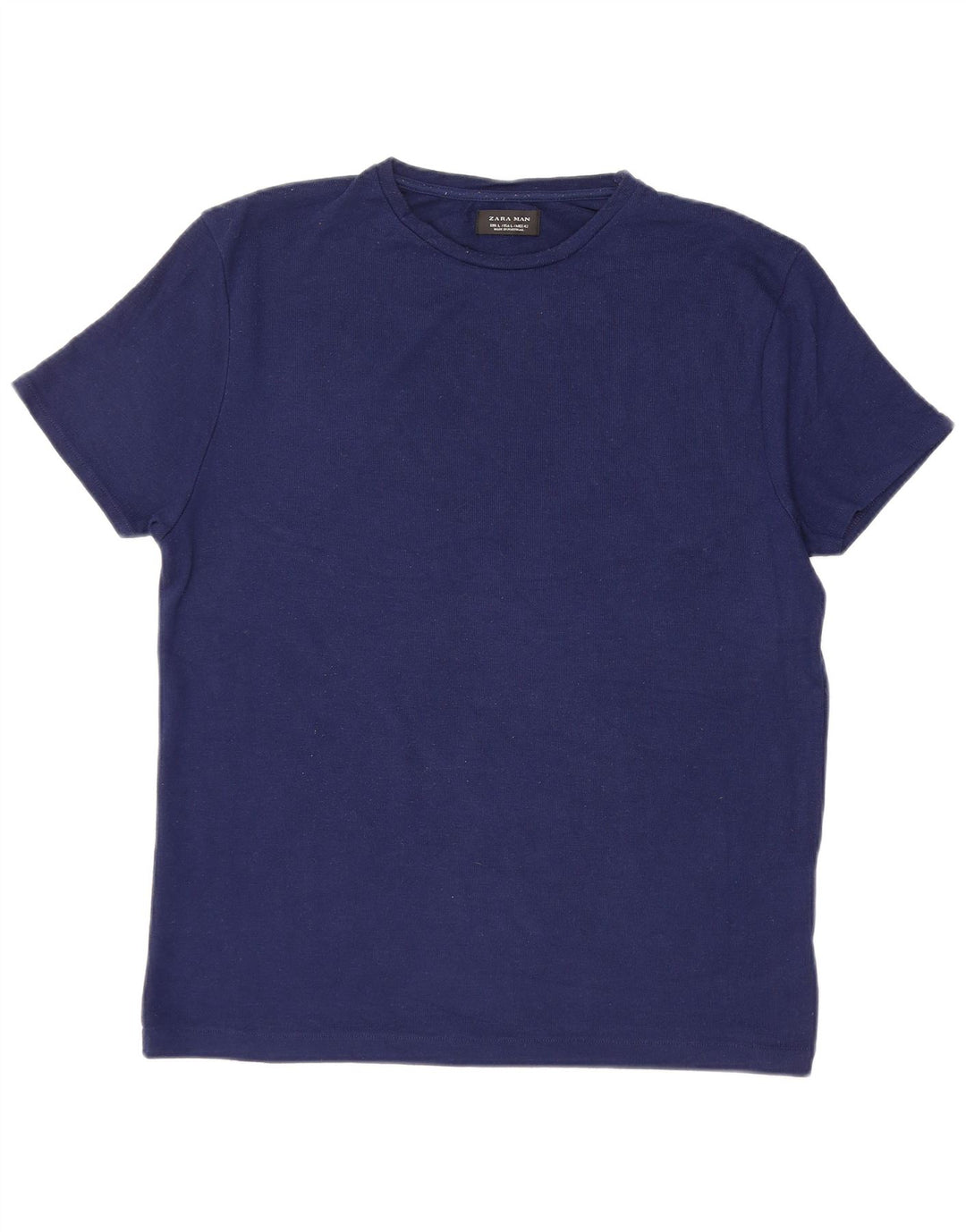 ZARA Mens T-Shirt Top Large Navy Blue Polyester