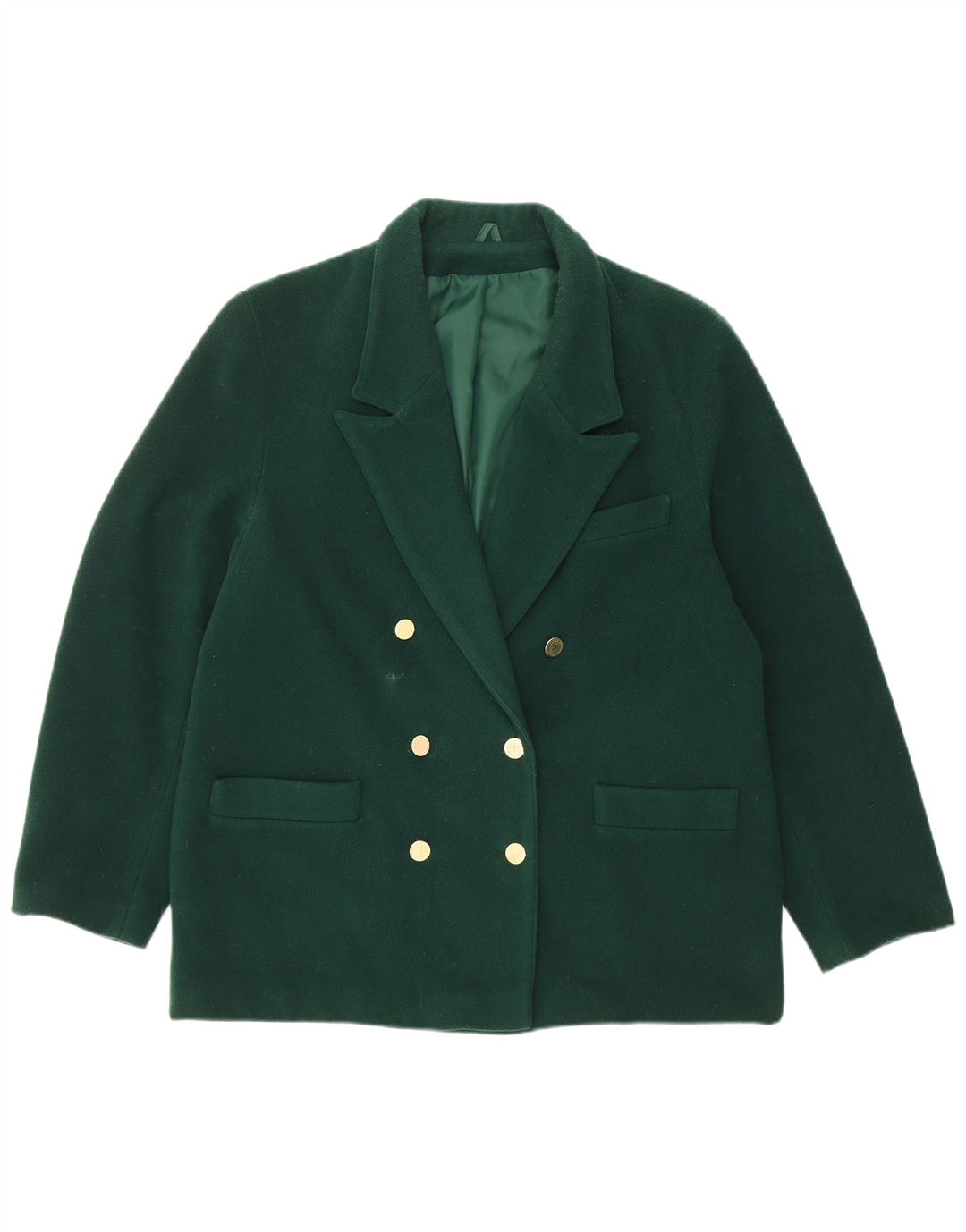 Vintage Womens Double Breasted Blazer Jacket UK 18 XL Green Wool