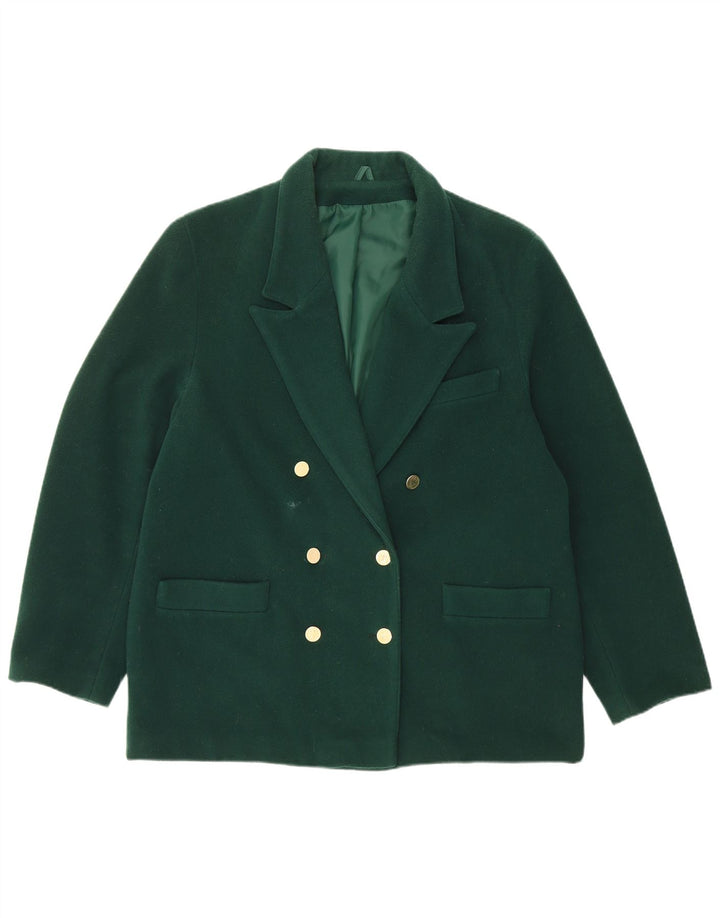 Vintage Womens Double Breasted Blazer Jacket UK 18 XL Green Wool
