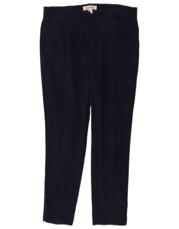NAUTICA Womens Skinny Casual Trousers US 10 Large W34 L27 Navy Blue Cotton