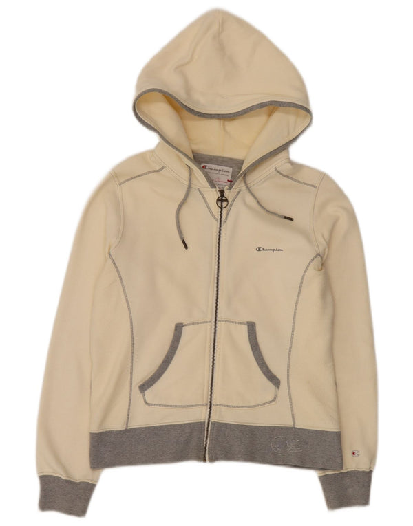 Champion Womens Heritage Classics Zip Hoodie Sweater UK 10 Small Yellow