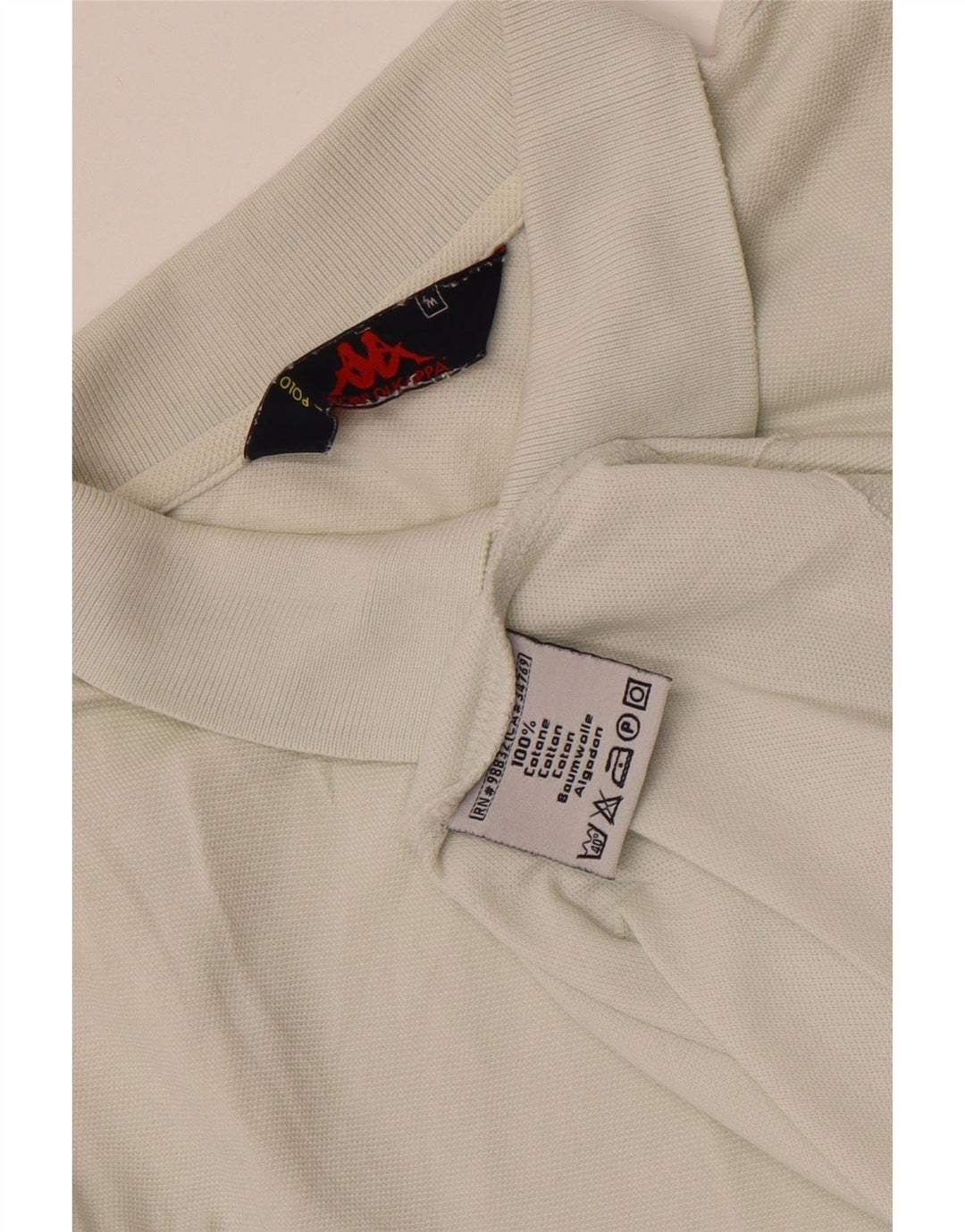 Kappa Mens Polo Shirt Medium Off White Cotton