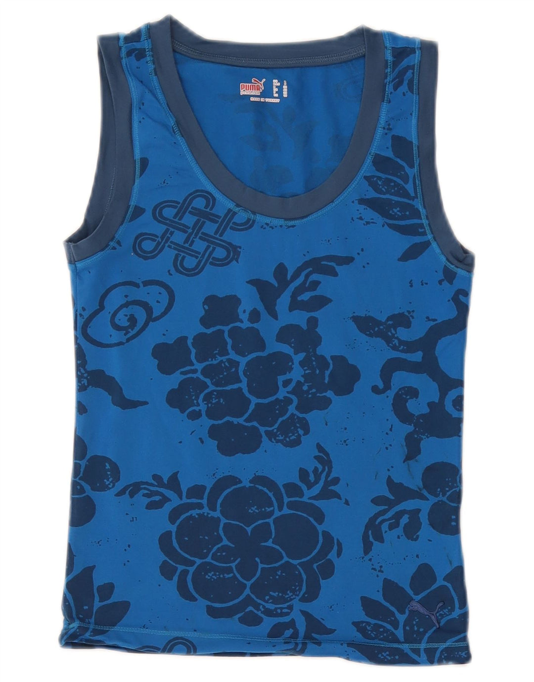 PUMA Womens Graphic Vest Top UK 10 Small Blue Floral