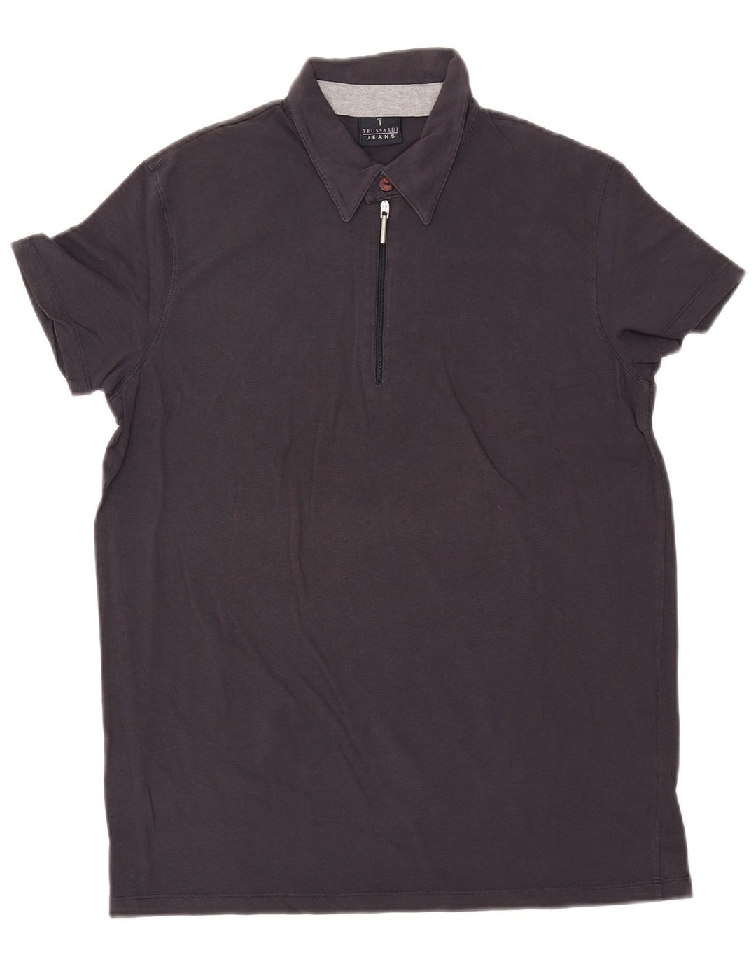 TRUSSARDI JEANS Mens Polo Shirt Large Navy Blue Cotton