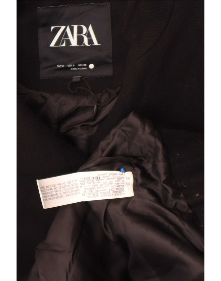 Zara Womens Oversized Bomber Jacket UK 10 Small Black Wool