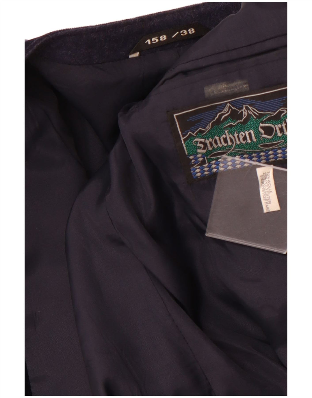 VINTAGE Womens Blazer Jacket IT 38 XS Navy Blue Colourblock