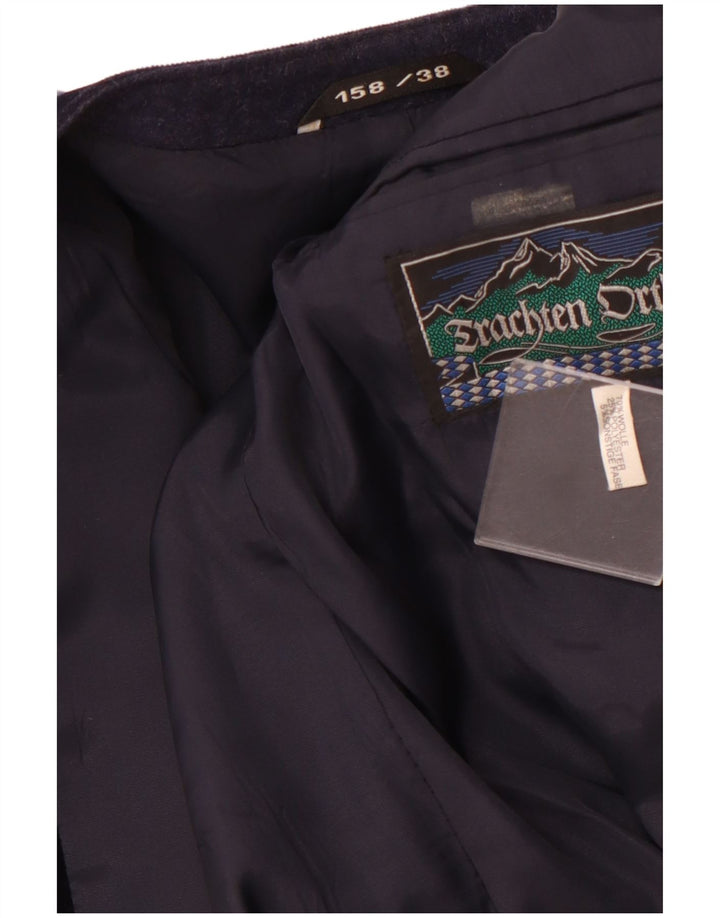 VINTAGE Womens Blazer Jacket IT 38 XS Navy Blue Colourblock