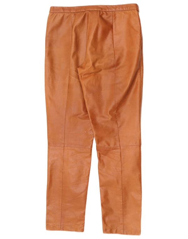 Vintage Mens Straight Leather Trousers W28 L28 Brown Leather