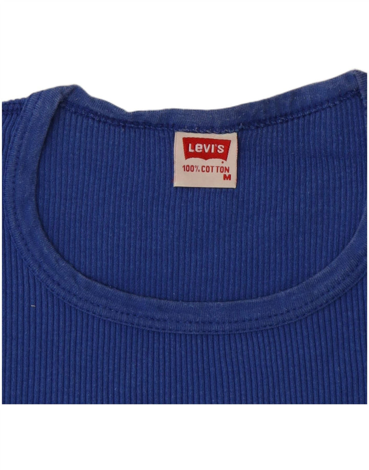 LEVI'S Womens T-Shirt Top UK 12 Medium Blue Cotton