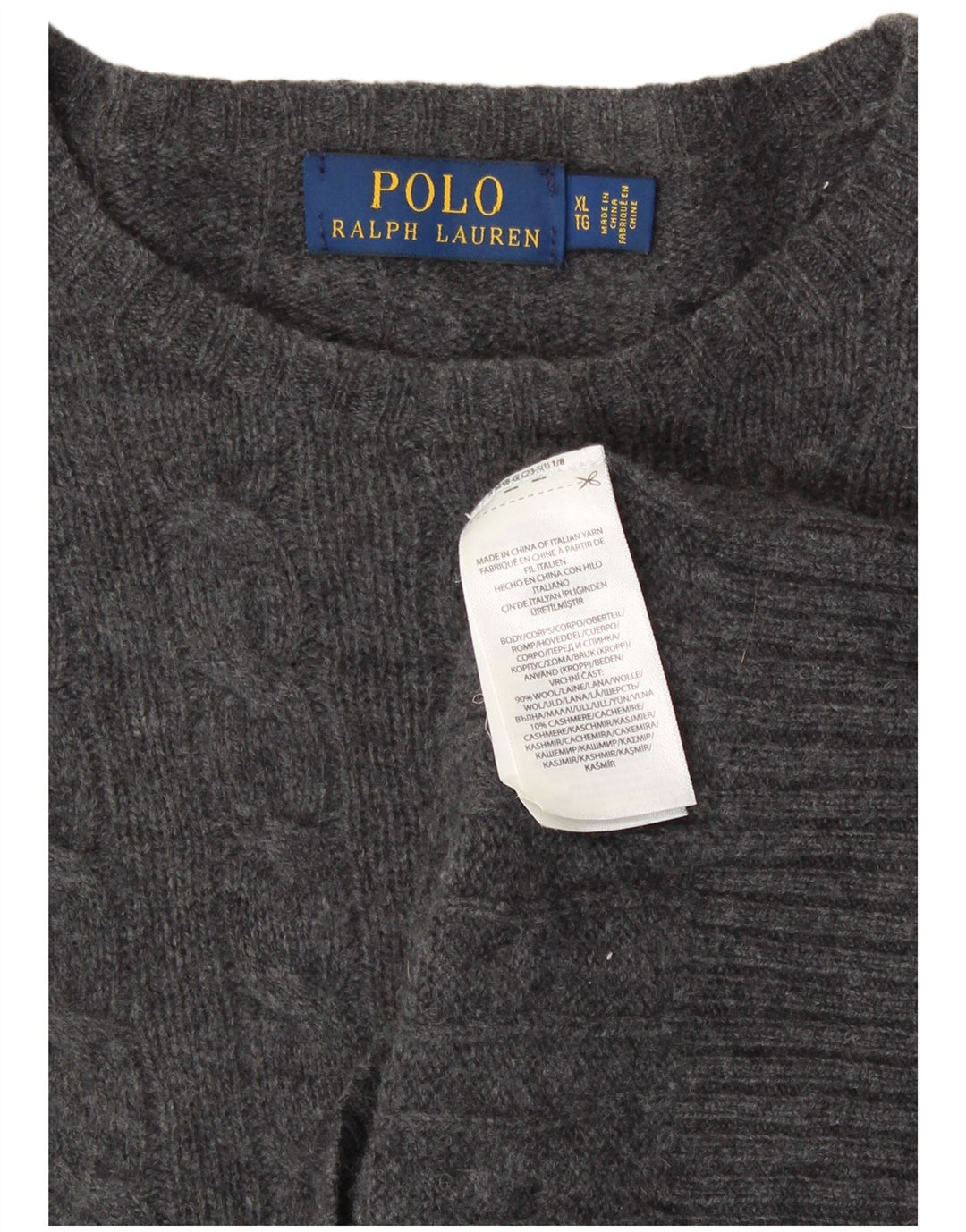 Polo Ralph Lauren Mens Crew Neck Jumper Sweater XL Grey Wool