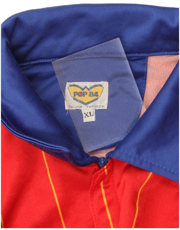 POP 84 Mens Tracksuit Top Jacket XL Red Colourblock