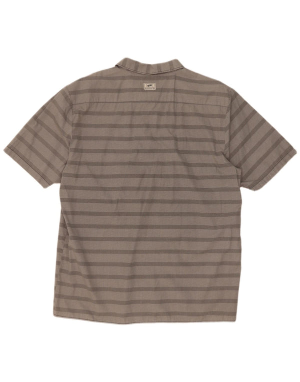 Vans Mens Short Sleeve Shirt XL Grey Striped Cotton
