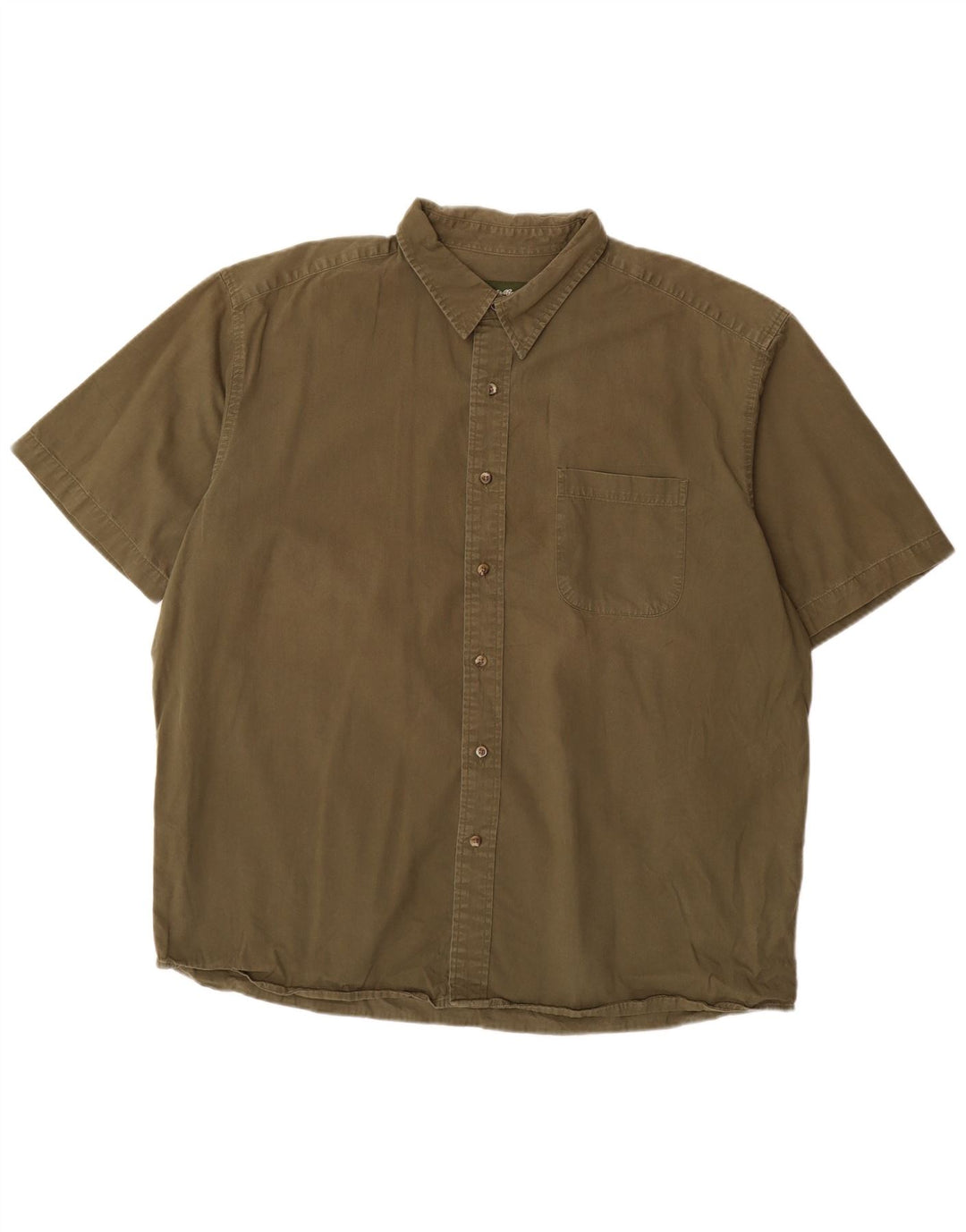 EDDIE BAUER Mens Short Sleeve Shirt XL Khaki Cotton
