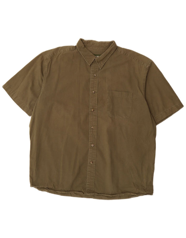 EDDIE BAUER Mens Short Sleeve Shirt XL Khaki Cotton