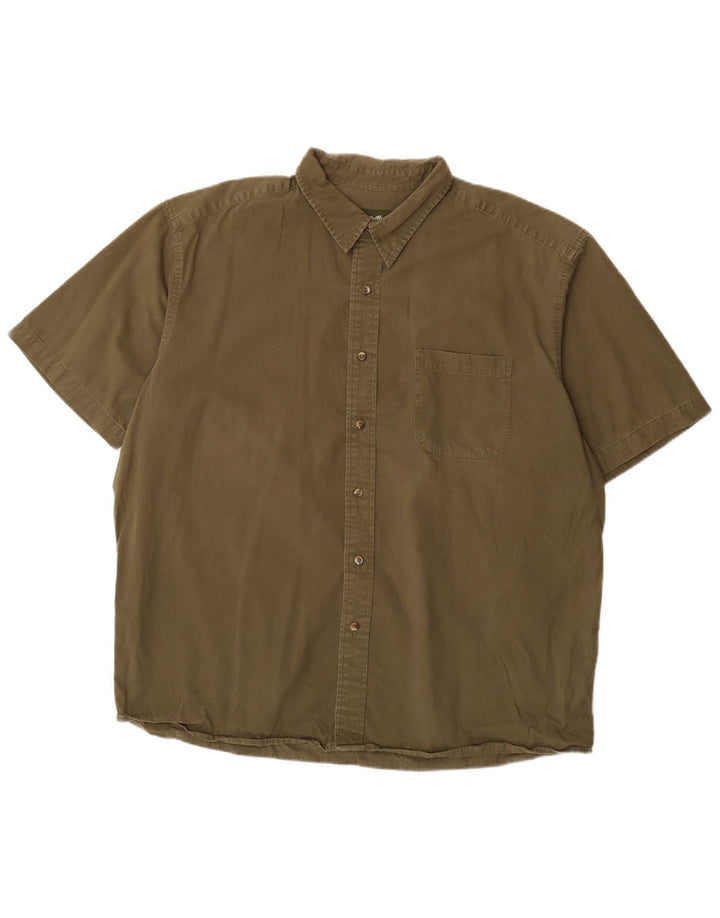 EDDIE BAUER Mens Short Sleeve Shirt XL Khaki Cotton