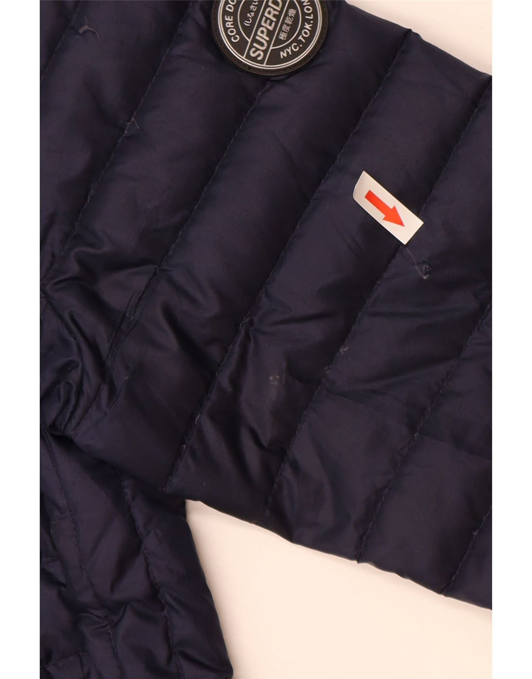 Superdry Womens Hooded Padded Jacket UK 14 Medium Navy Blue Polyester