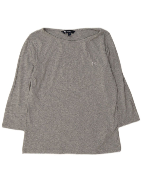 Crew Clothing Womens Top 3/4 Sleeve UK 10 Small Grey Polyester
