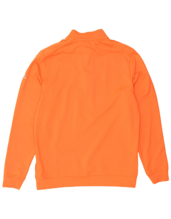 Adidas Mens Zip Neck Sweatshirt Jumper Medium Orange Polyester